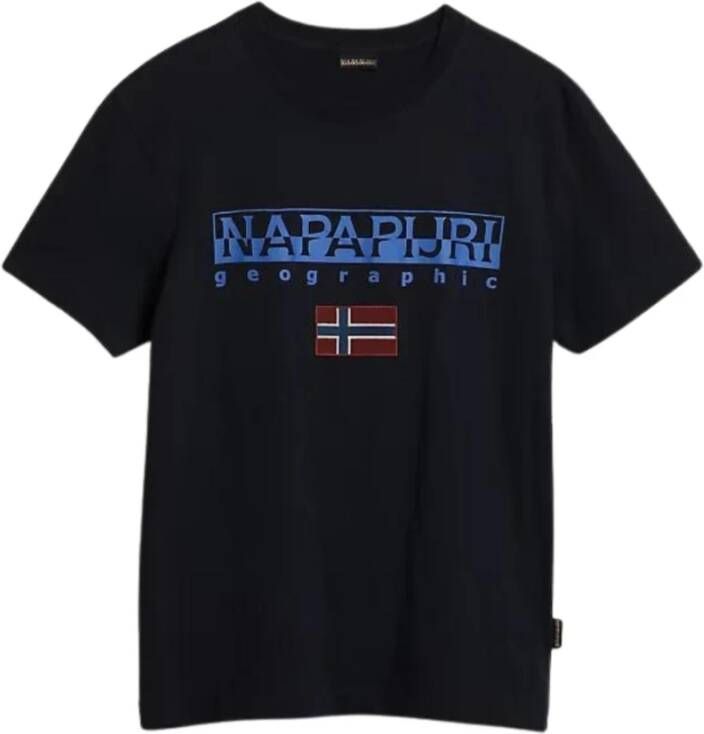 Napapijri Korte Mouw Ribboord Ronde Hals T-shirt Blauw
