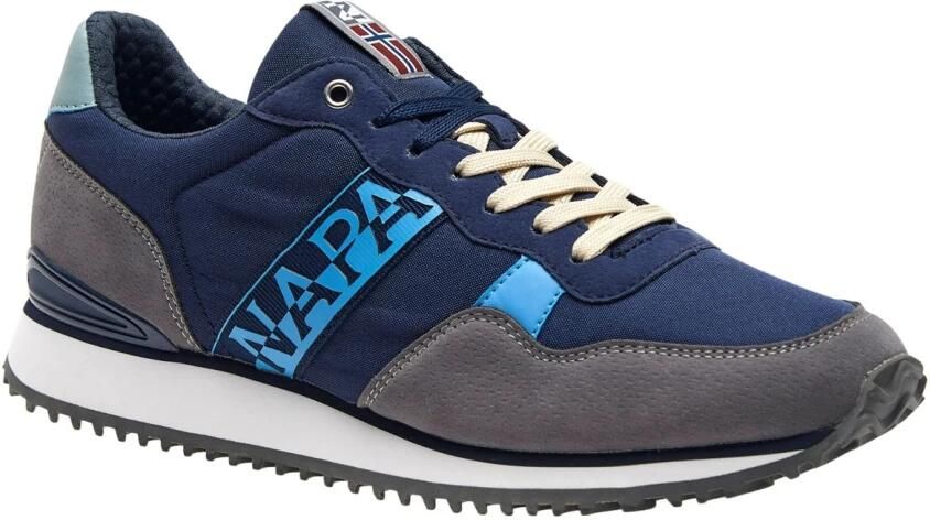 Napapijri Blauwe Leren Stoffen Lage Sneakers