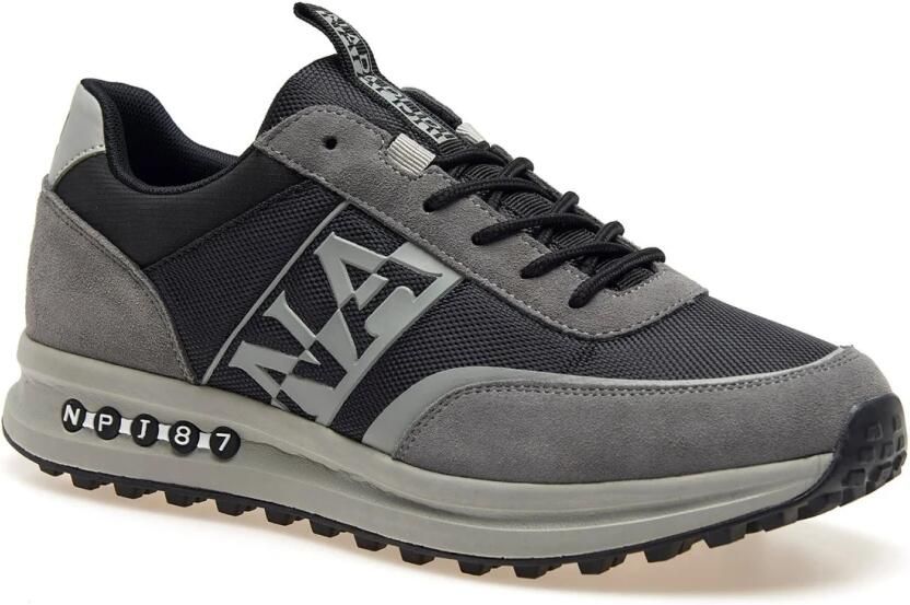 Napapijri Lage Leren en Stoffen Zwarte Sneakers