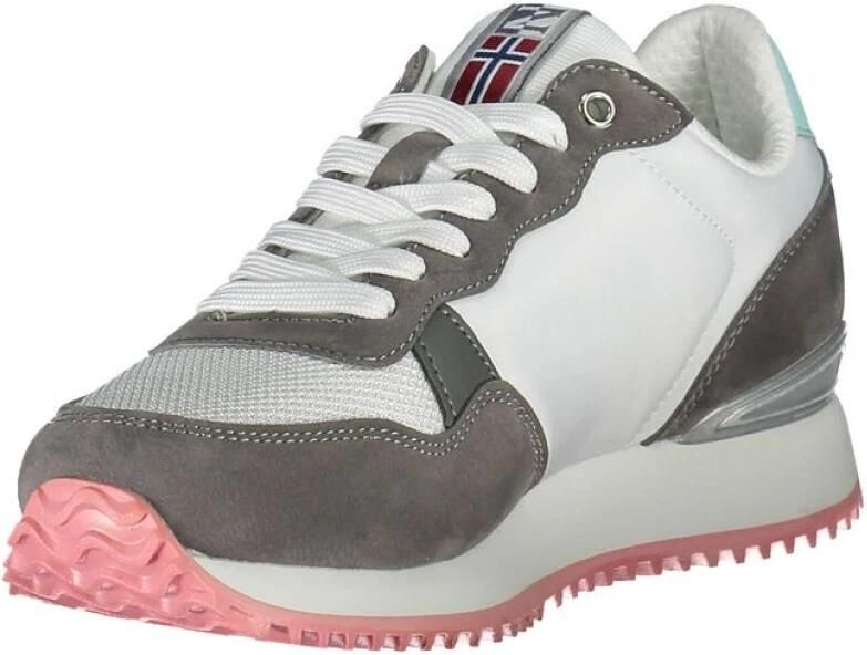 Napapijri Witte Vetersneakers met Contrastdetails Multicolor Dames