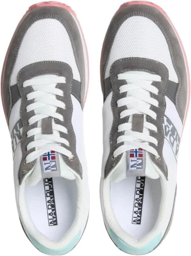 Napapijri Witte Vetersneakers met Contrastdetails Multicolor Dames