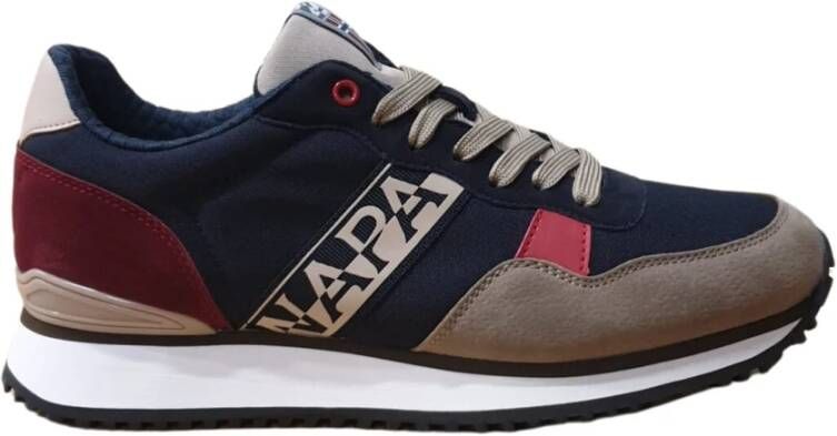 Napapijri Zwarte leren stoffen lage sneakers