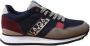 Napapijri Zwarte leren stoffen lage sneakers - Thumbnail 1