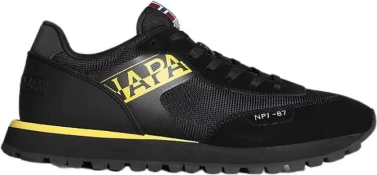Napapijri Zwarte Leren Stoffen Sneakers