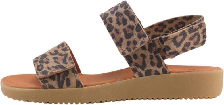 Nature Footwear Leopard Print Karen Sandal Brown Dames