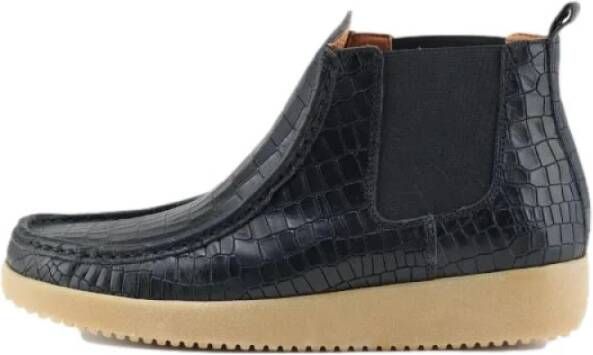 Nature Footwear Zwarte Croco Ester Chelsea Laars Black Dames