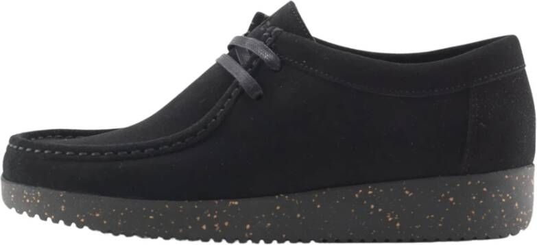 Nature Footwear Zwarte Suède Veterschoenen Black Dames