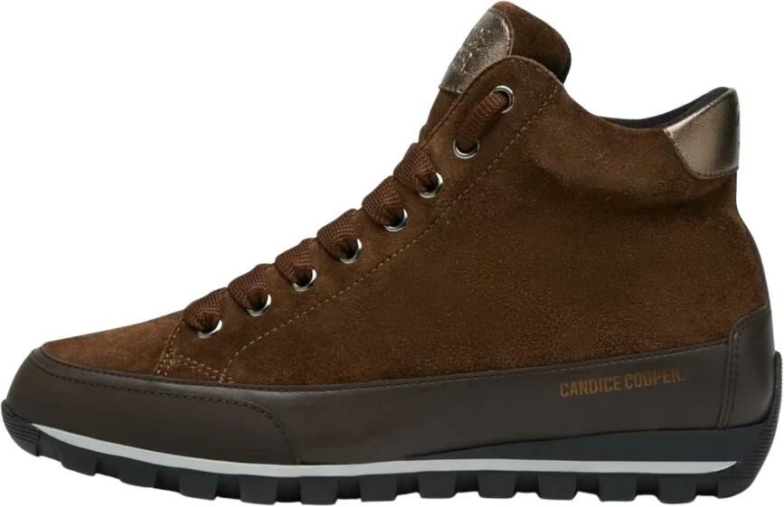 Candice Cooper High top leather and suede sneakers Runlo High DRY Brown Dames