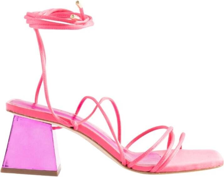 Ncub Satin sandalen met vierkante hak Purple Dames