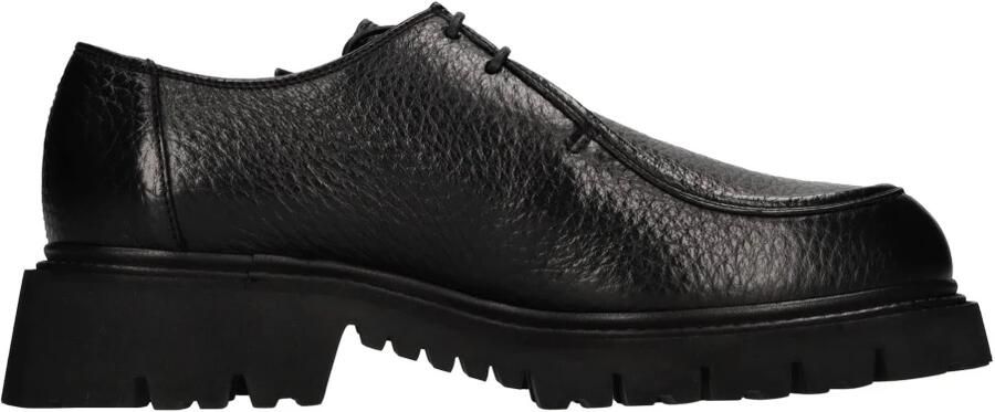Doucal's Heren tumbled lederen veterschoen | zwart Black Heren