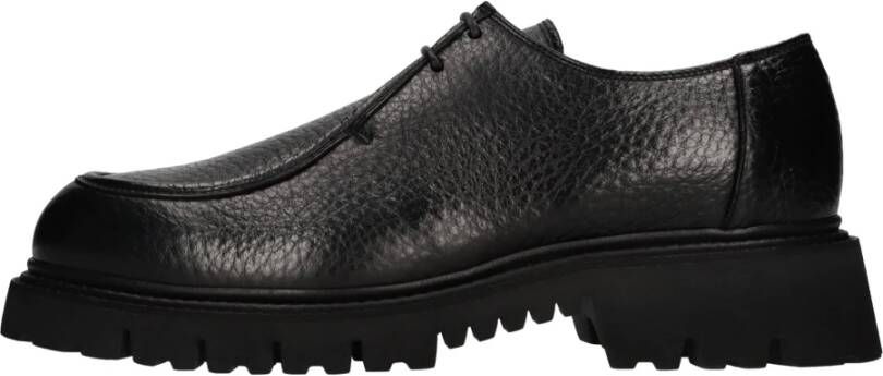 Doucal's Heren tumbled lederen veterschoen | zwart Black Heren