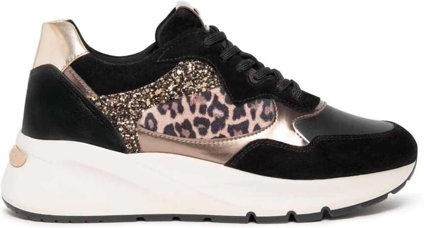 NeroGiardini Velour Sneaker Black Glove T.Crom T.Aida Leo Beige+Iri Fashion Wear Vrouwen - Foto 2