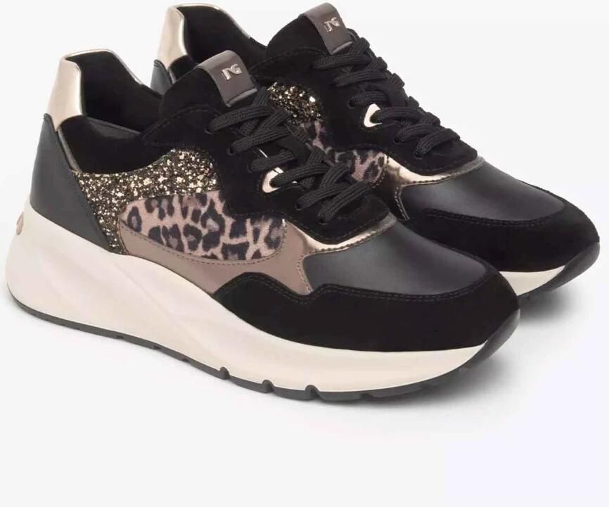 NeroGiardini Velour Sneaker Black Glove T.Crom T.Aida Leo Beige+Iri Fashion Wear Vrouwen - Foto 5