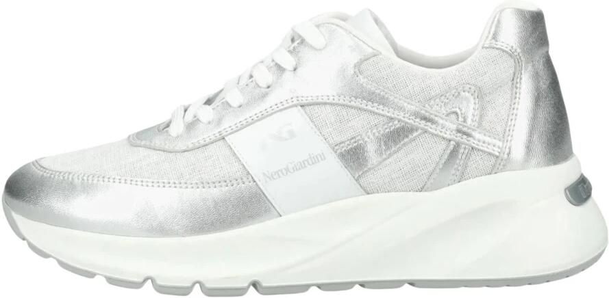 NeroGiardini Sneaker Gelamineerde T.Lino Lurex 06 Bian Skipper Wit Pu.Bi Fashion Wear Vrouwen