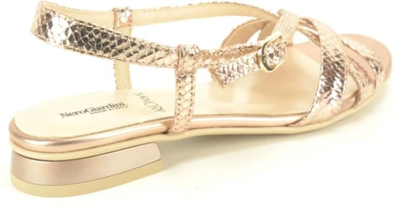 Nerogiardini Rose print bandjes Sand. plat - Foto 2