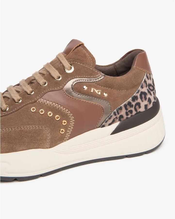 NeroGiardini -Sneaker Velours Armenia Leer T.Crom Taupe T.Pluvia Patroon 1 Fashion Wear Vrouwen - Foto 4