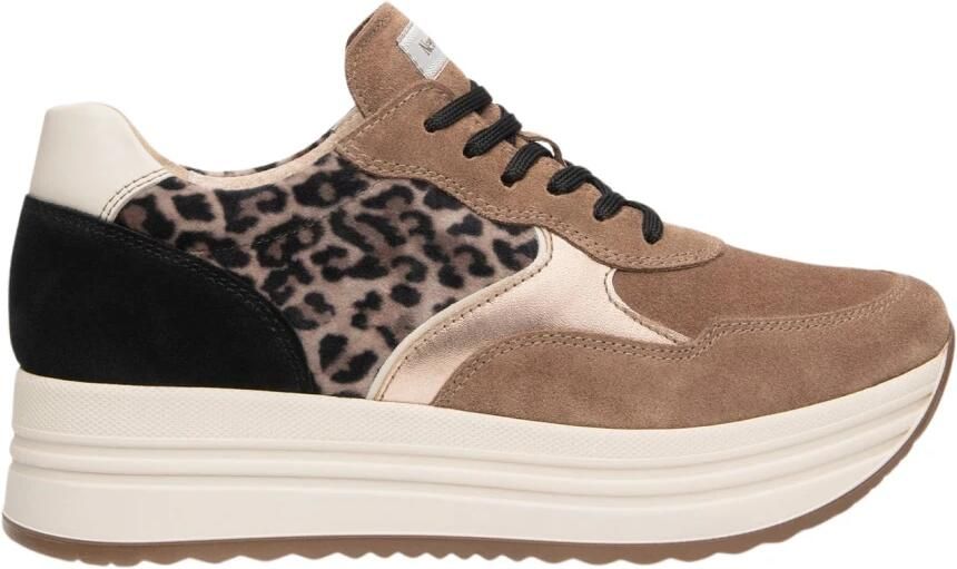 Nerogiardini Sneakers van suède technisch materiaal en leer
