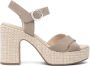 Nerogiardini Beige Leren Sandalen met Blokhak - Thumbnail 1
