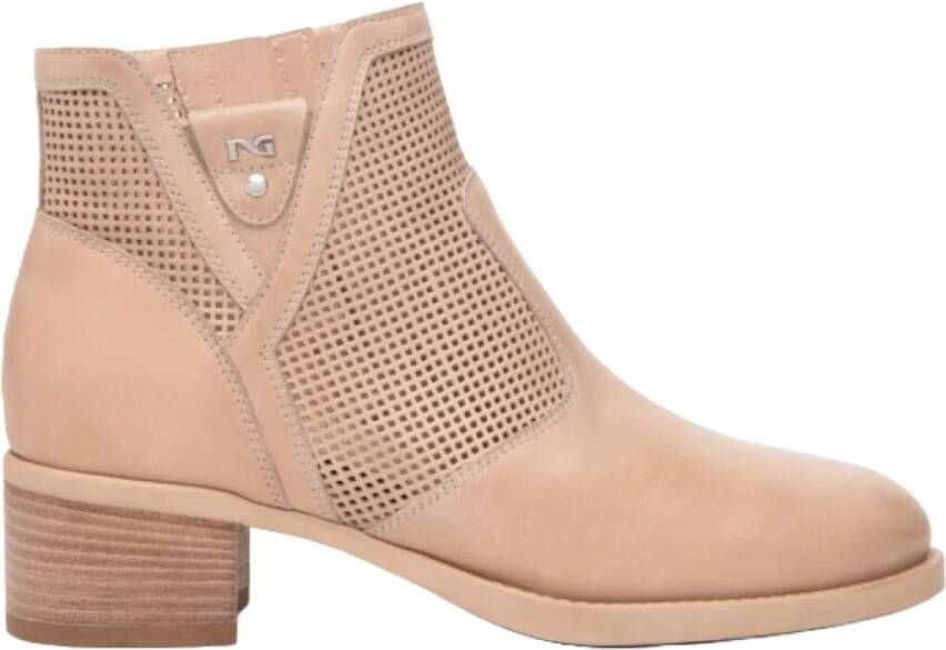Nerogiardini Beige Leren Schoenen met Ritssluiting