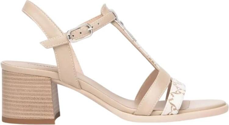 Nerogiardini Beige Sandaal met Medium Hak