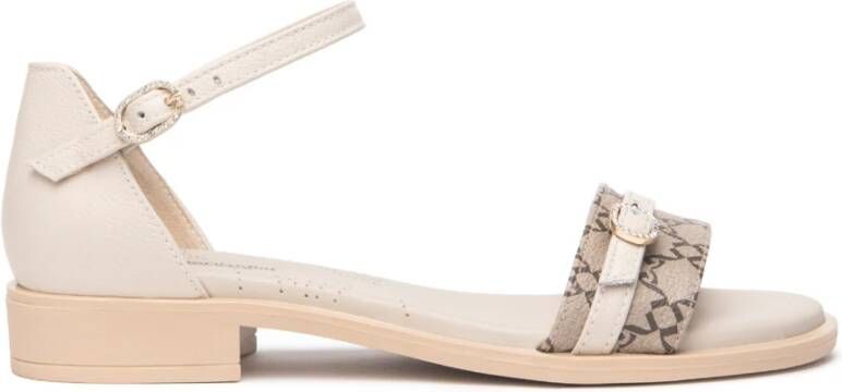 Nerogiardini Beige Sandalen met Fascia