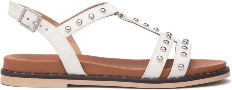 Nerogiardini Beige Sandalen met Pietrine Detail