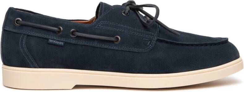 Nerogiardini Blauwe Platte Schoenen Barca Stijl