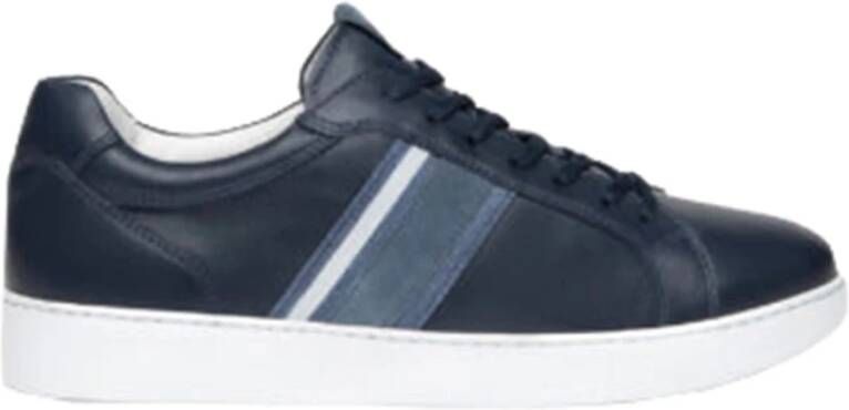 Nerogiardini Blauwe Velours Leren Sneakers Blue Heren