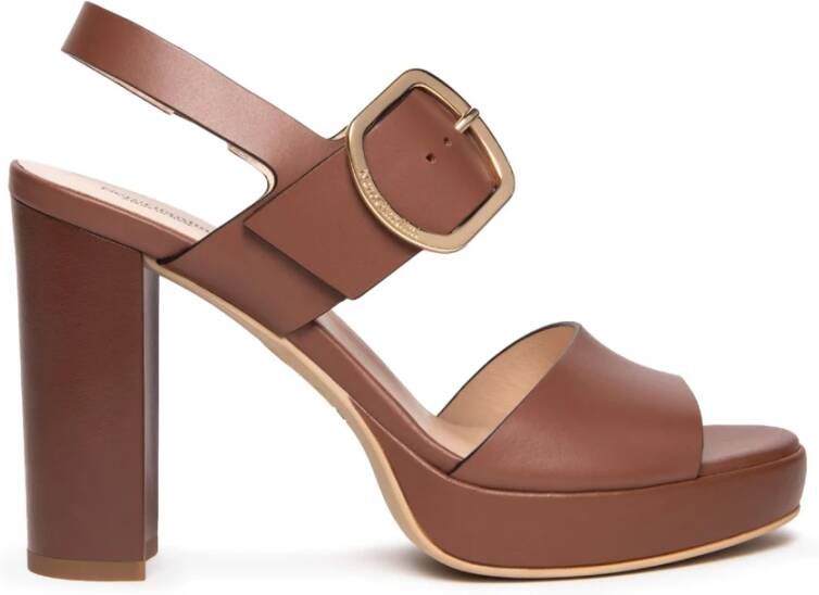 Nerogiardini Bruine Leren Sandalen met Gesp