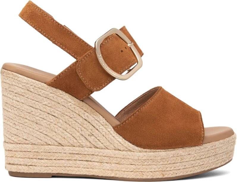 Nerogiardini Bruine leren sleehak sandalen