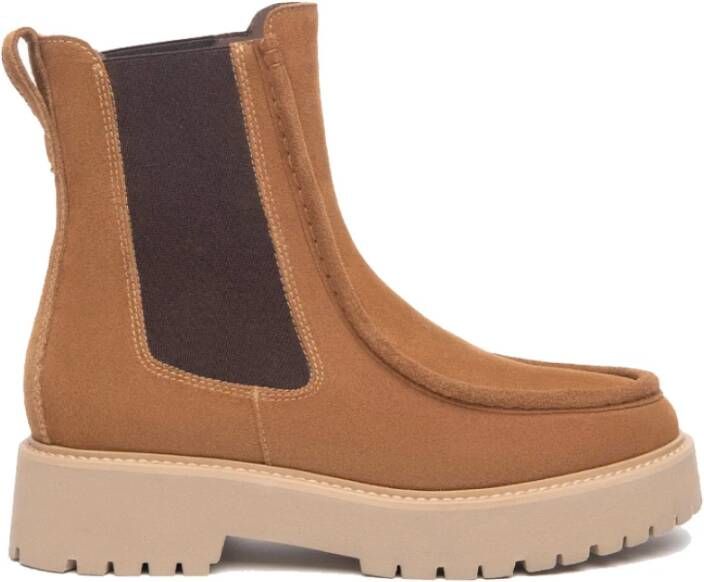 Nerogiardini Chelsea Boots met Dubbel Elastiek in Kastanjebruin Suède