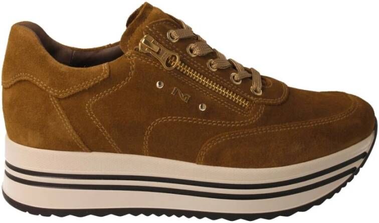 Nerogiardini Dames Sneakers Camel Suede Bruin Dames