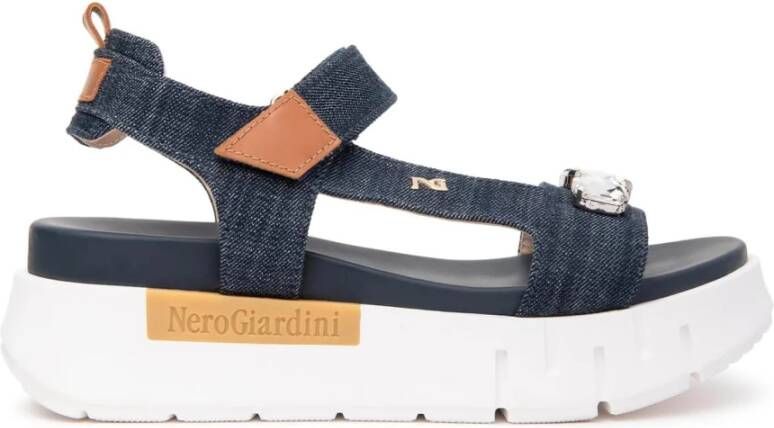 Nerogiardini Denim Sandalen Plateau Enkelband