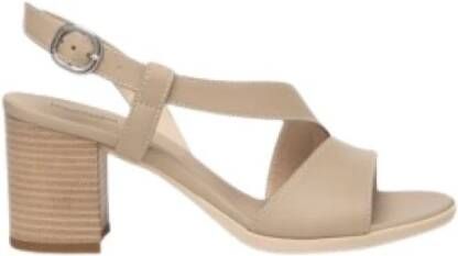 Nerogiardini Elegante leren sandalen met hak Beige Dames