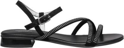 Nerogiardini Elegante Zwarte Geborduurde Sandalen Black Dames