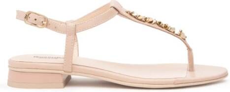 Nerogiardini Gouden paillet sandalen met blokhak