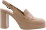 Nerogiardini Leren Hoge Hakken met Gesp Sluiting Beige Dames - Thumbnail 2