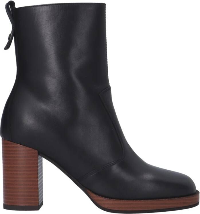 Nerogiardini Zwarte Leren Laarzen met 8 cm Hak Black Dames