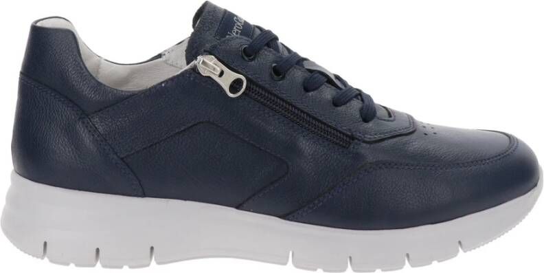 Nerogiardini Leren Heren Sneakers met Veters en Ritssluiting Blue Heren