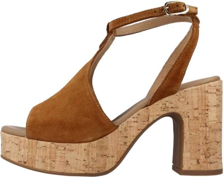 Nerogiardini Stijlvolle Cognac Suède Sandalen Brown Dames - Foto 3