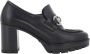 Nerogiardini Zwarte leren loafers met metalen klem Black Dames - Thumbnail 2