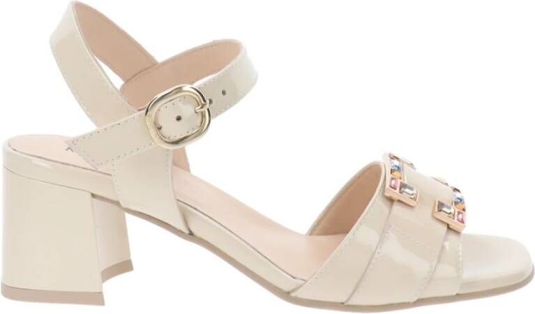 Nerogiardini Leren Gesp Sandalen Beige Dames