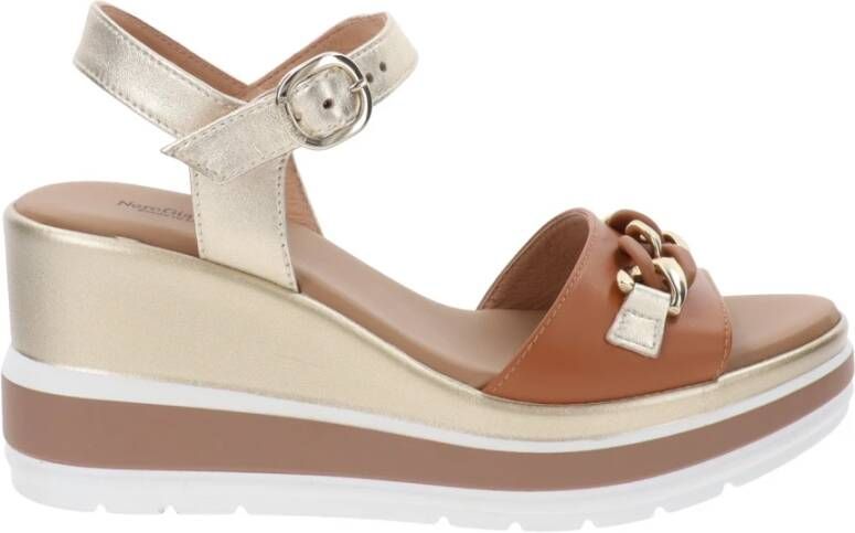 Nero Giardini 410530 Sandalen Met Sleehak Dames Cognac - Foto 4