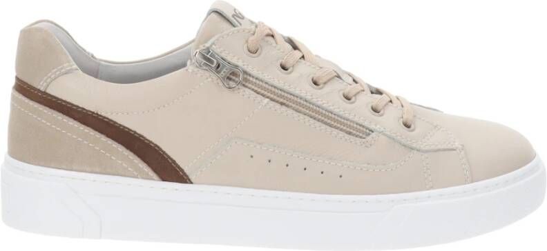 Nerogiardini Leren Heren Sneakers met Veters en Ritssluiting Beige Heren