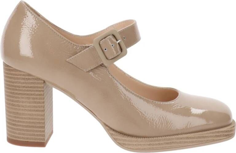 Nerogiardini Leren Hoge Hakken met Gesp Sluiting Beige Dames - Foto 2