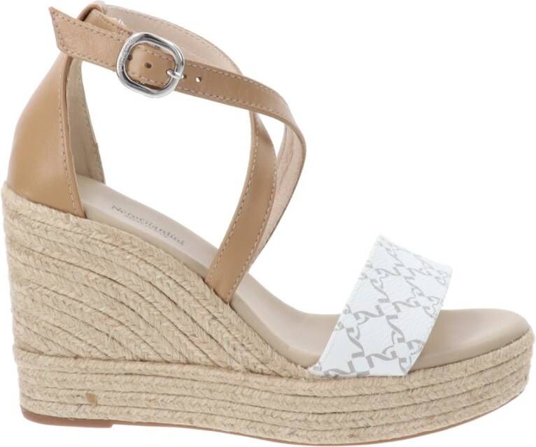 Nerogiardini Leren sleehak sandalen voor vrouwen White Dames