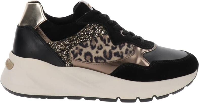 NeroGiardini Velour Sneaker Black Glove T.Crom T.Aida Leo Beige+Iri Fashion Wear Vrouwen - Foto 2