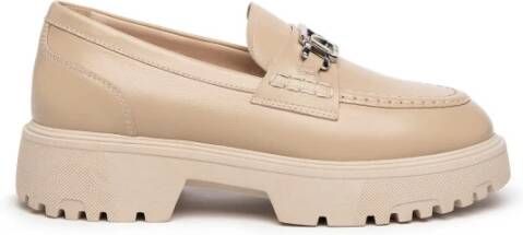 Nerogiardini Leren Loafers voor Vrouwen Beige Dames