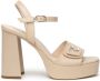 Nerogiardini Linnen Sandaal met Plateau Beige Dames - Thumbnail 1