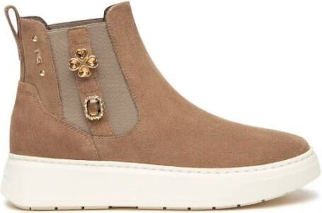 Nerogiardini Met juwelen versierde suède Chelsea-laarzen voor dames